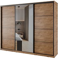 The cheapest furniture Nejby Barnaba 250 cm with sliding doors, mirror, 4 drawers and 2 wardrobe rod - Wardrobe
