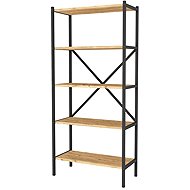 Cheapest furniture Rosul, metal, black/pine - Shelving Unit