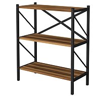 Cheapest furniture Mebru, metal, 86 cm, black/walnut - Shelving Unit