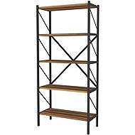 Cheapest furniture Mebru, metal, 158 cm, black/walnut - Shelving Unit