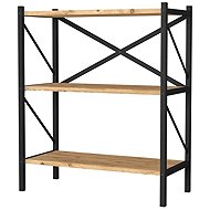 Cheapest furniture Mebru, metal, 86 cm, black/pine - Shelving Unit