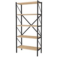 Cheapest furniture Mebru, metal, 158 cm, black/sapphire oak - Shelving Unit