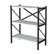 Cheapest furniture Mebru, metal, 86 cm, black/white - Shelving Unit