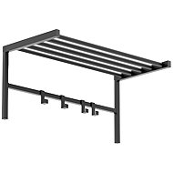Cheapest furniture Metal wall hanger GARAR with shelf, black - Coat Hanger