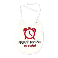 Baby Nellys Waterproof bib, 24 × 27 cm - The best wake-up call in the world, cream - Bib