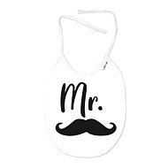 Baby Nellys Waterproof bib Mr., 24 × 27 cm - white/black, - Bib