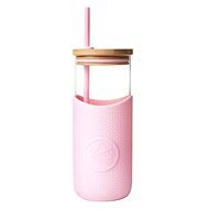Neon Kactus Sklenený pohár so slamkou 1000 ml ružový - Pohár na nápoje