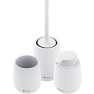 Nimco Bathroom set Tabo white ceramic - dispenser, toothbrush cup, toilet brush TA SET-05 - Bathroom Accessory Set