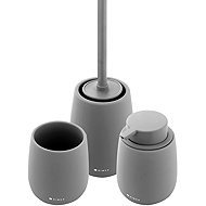 Nimco Bathroom set Tabo grey ceramic - dispenser, toothbrush cup, toilet brush TA SET-08 - Bathroom Accessory Set