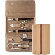 Solingen 7-piece set silver (light brown leather) - Manicure Set