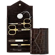 Solingen 5-piece set gold (brown leather) - Manicure Set