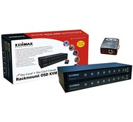 Edimax EK-162C, 16 portů do 19" racku KVM dataswitch, 1x lokální + 1x vzdálená (RJ45) konzole, OSD m - -