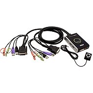 ATEN Mini KVM (USB, DVI-D, Audio) 2:1 USB, integrované kabely (CS682) - Toggle Switch