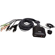 ATEN KVM 2:1 (USB, HDMI), 4K@60Hz, integrované kabely - Toggle Switch