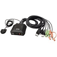 ATEN KVM (USB, DP, Audio) 2:1, DP + USB-C, USB - Toggle Switch