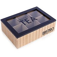 Koopman Wooden tea box with glass lid - 6 compartments - Tea Storage Box