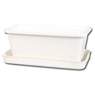 MINIGARDEN plastic chest with saucer white 21cm - Flower Box