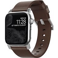 Nomad Leather Strap Brown, silver - Apple Watch 42/44/45/Ultra 49mm - Watch Strap
