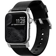 Nomad Leather Strap Black Silver Apple Watch 44/42mm - Watch Strap