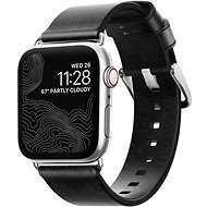 Nomad Leather Strap Black Silver Apple Watch 40/38mm - Watch Strap