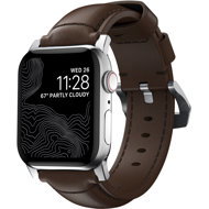 Nomad Traditional Band Silver/Brown AW Ultra 2/1 (49mm) 9/8/7 (45mm)/6/SE/5/4 (44mm)/3/2/1 (42mm) - Watch Strap