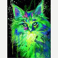 Norimpex Fluorescent cat 30 × 40 cm - Diamond Painting