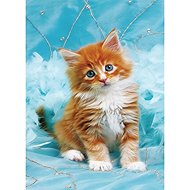 Norimpex Ginger kitten on blue background 30 × 40 cm - Diamond Painting