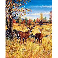 Norimpex Deer in the field 30 × 40 cm - Diamond Painting