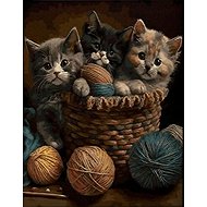 Norimpex Kittens in a basket 30 × 40 cm - Diamond Painting
