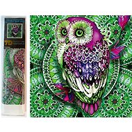 Norimpex 7D Owl on green mandala 30 × 30 cm - Diamond Painting