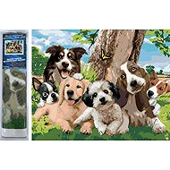 Norimpex Cheerful dog group 30 × 40 cm - Diamond Painting