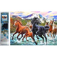 Norimpex Horses in water 30 × 40 cm - Diamond Painting