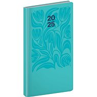 NOTIQUE Pocket diary Cambio 2025, turquoise flowers, 9 × 15,5 cm - Planner