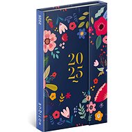 NOTIQUE Weekly magnetic diary Blue flowers 2025, 13 × 21 cm - Planner