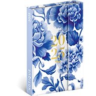 NOTIQUE Weekly magnetic diary Blue flower 2025, 11 × 16 cm - Planner