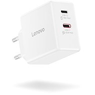 Lenovo Dual USB-C 65W GaN Charger (White) - Power Adapter