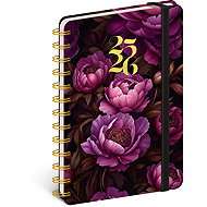 NOTIQUE Spirale 18 Monate Petito - Lila Blumen 2025/2026, 13 x 18 cm - Tagebuch