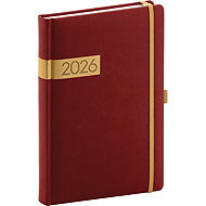 NOTIQUE Twill 2026 daily, burgundy-gold, 15 x 21 cm - Planner