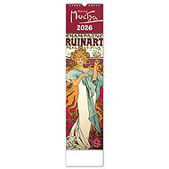 NOTIQUE Alfons Mucha 2026, 12 x 48 cm - Wall Calendar