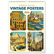 NOTIQUE Vintage poszterek - Világvárosok 2026, 33 x 46 cm - Falinaptár