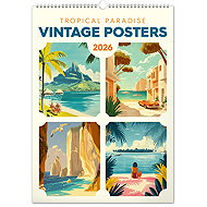 NOTIQUE Vintage Posters - Tropical Paradise 2026, 33 x 46 cm - Wall Calendar
