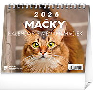 NOTIQUE Cats - with cat names 2026, 16.5 x 13 cm - Desk Calendar