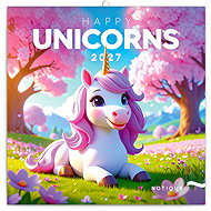 NOTIQUE notebook Merry unicorns 2027, 30 × 30 cm - Wall Calendar