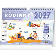 NOTIQUE Weekly Family Planner with Hook 2027, 30 × 21cm - Desk Calendar