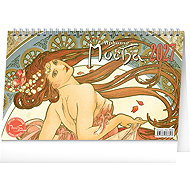 NOTIQUE Alfons Mucha 2027, 23.1 × 14.5cm - Desk Calendar