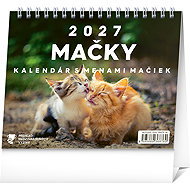 NOTIQUE Mačky – s menami mačiek 2027, 16,5 × 13 cm - Desk Calendar