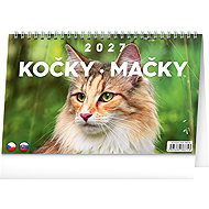 NOTIQUE Cats – Mačky CZ/SK 2027, 23.1 × 14.5 cm - Desk Calendar