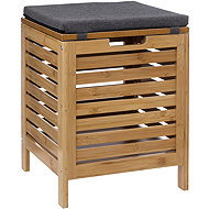 5five Simply Smart Bamboo Bathroom Stool with 2in1 Laundry Basket - Laundry Basket