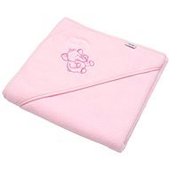 Baby terry towel with embroidery and hood 80×80 cm pink elephant - Children's Bath Towel