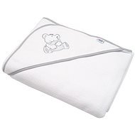 Baby terry towel with embroidery and hood 100×100 white bear - Children's Bath Towel
